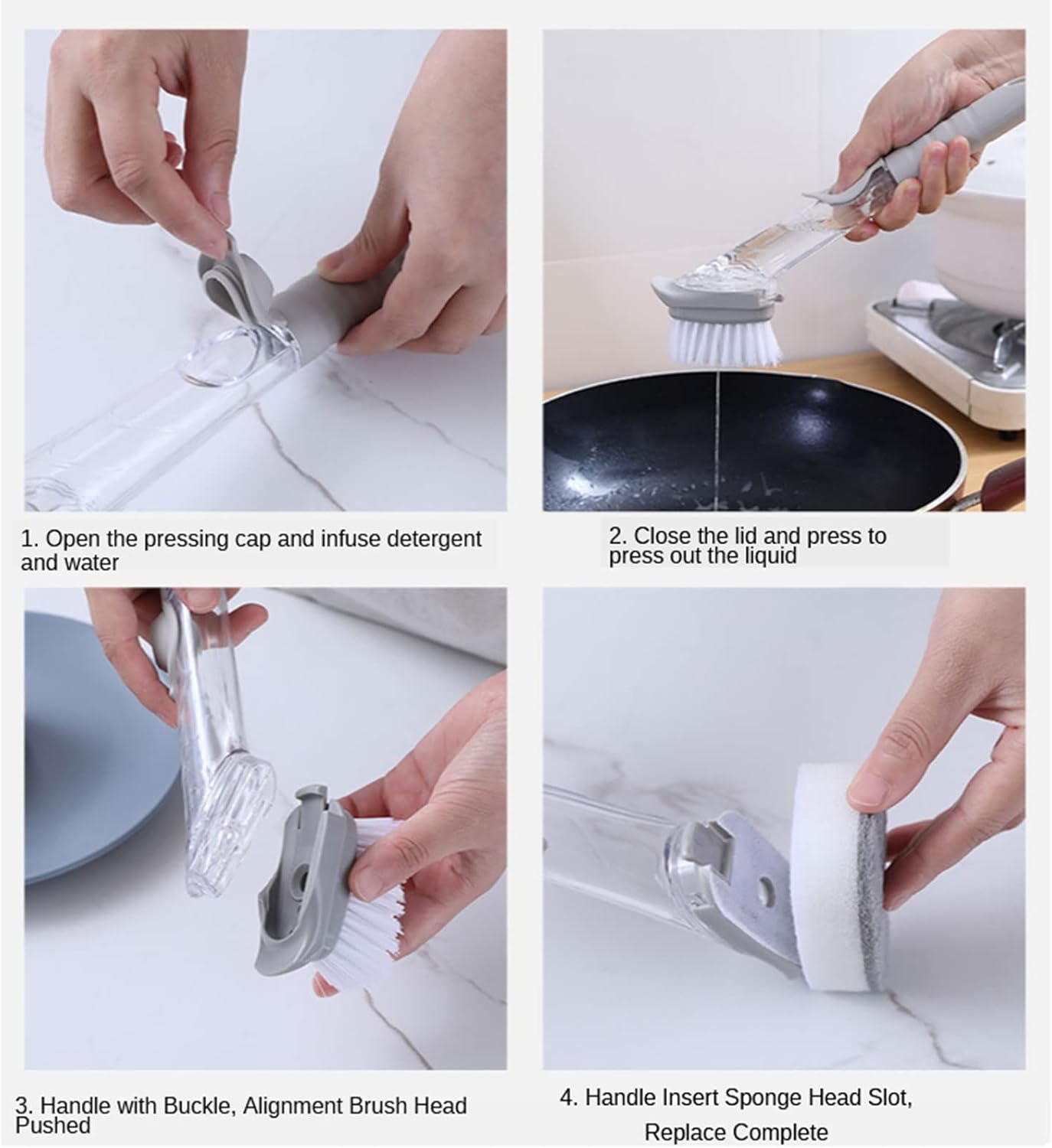 Cepillo lava platos con Dispensador de Detergente