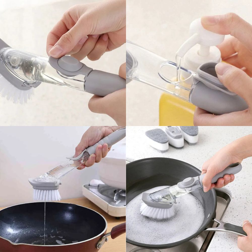 Cepillo lava platos con Dispensador de Detergente