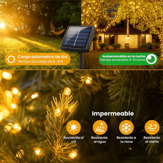 Luces de Navidad con Panel Solar Ahorro de energía 10mts