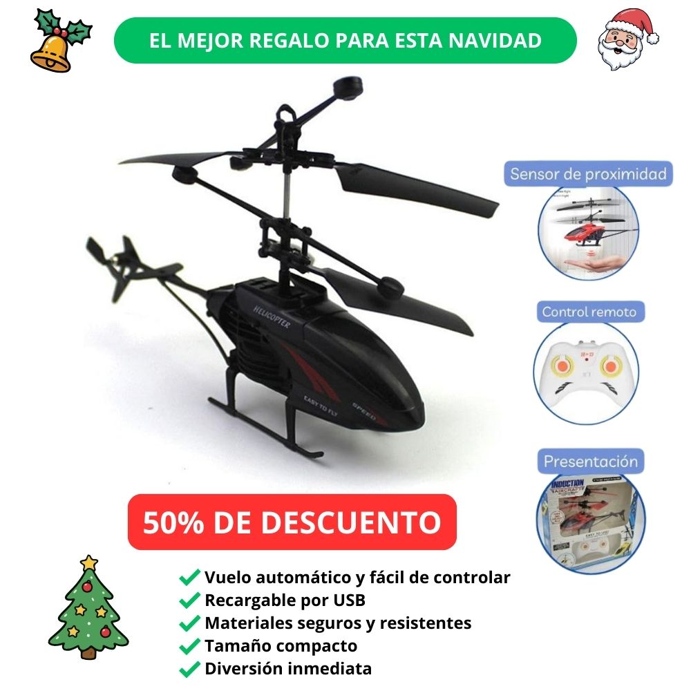 Helicóptero con Sensor y Control Remoto | Regalo perfecto para navidad