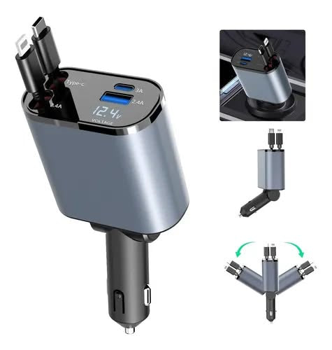 CARGADOR SUPER FAST RETRÁCTIL PARA AUTO