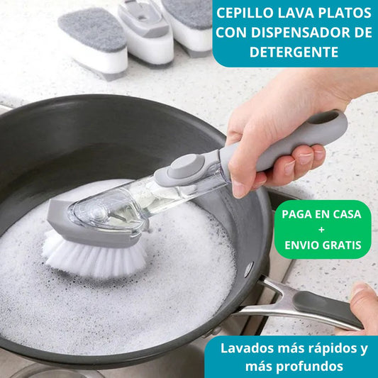 Cepillo lava platos con Dispensador de Detergente