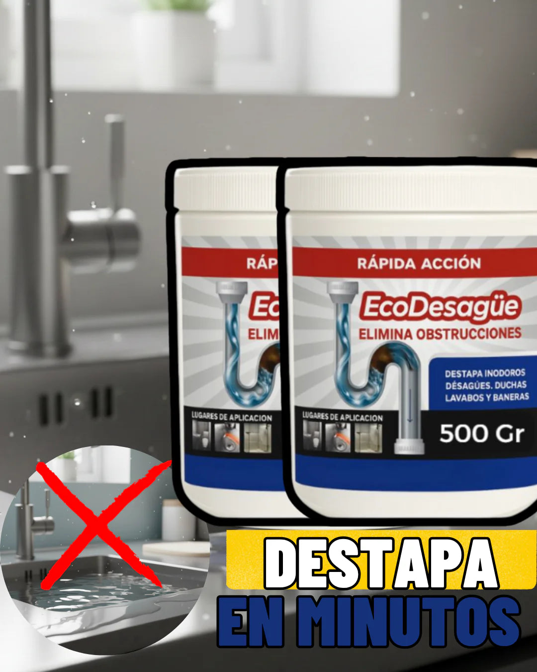 DESTAPA CAÑERIAS PRO ECODESAGÜE® 300g - OFERTA 2X1