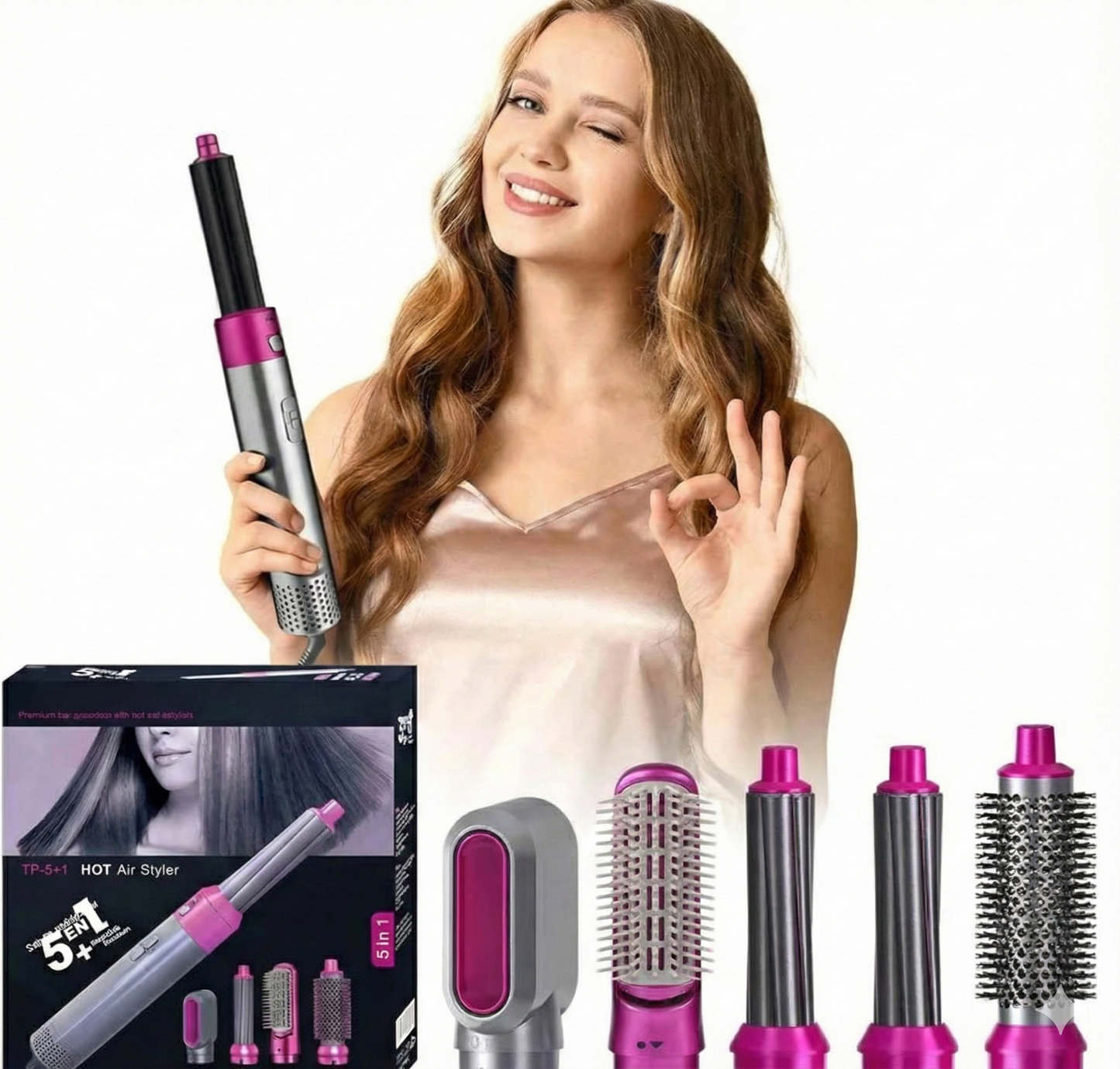 Cepillo 5 En 1 Multifuncional LOOK PROFESIONAL SIN SALIR DE CASA ✨🚀