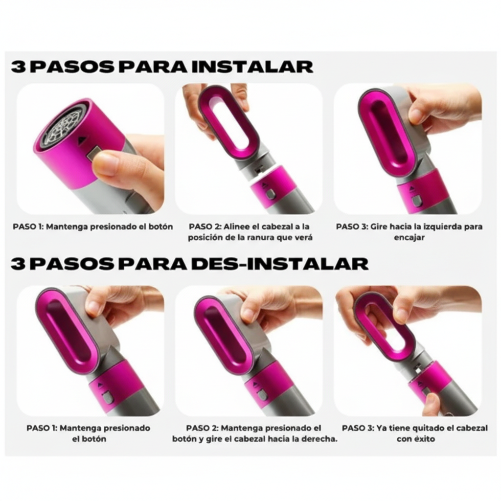 Cepillo 5 En 1 Multifuncional LOOK PROFESIONAL SIN SALIR DE CASA ✨🚀