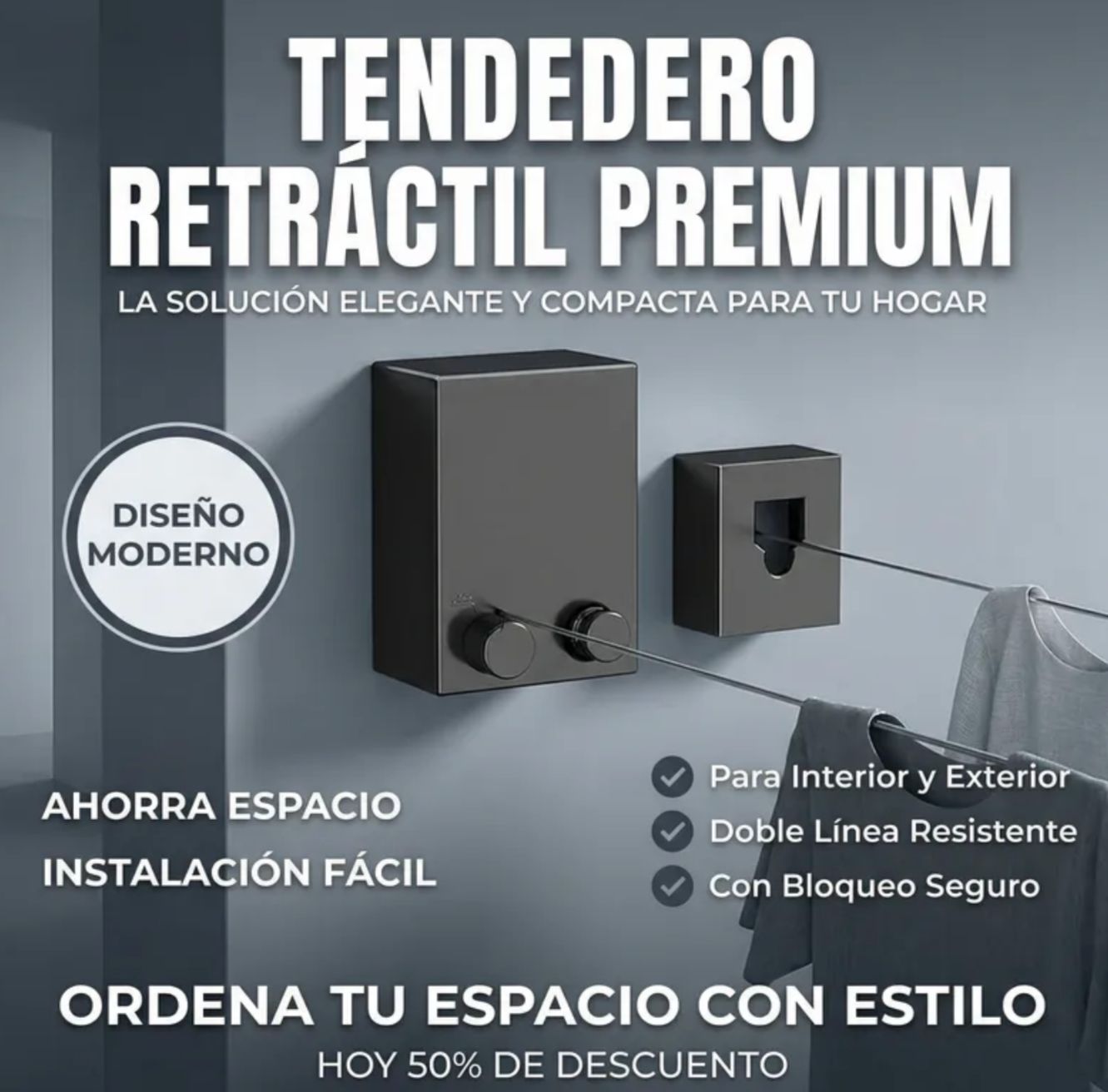 Tendedero Retráctil Premium – Ahorra Espacio con Estilo ✨