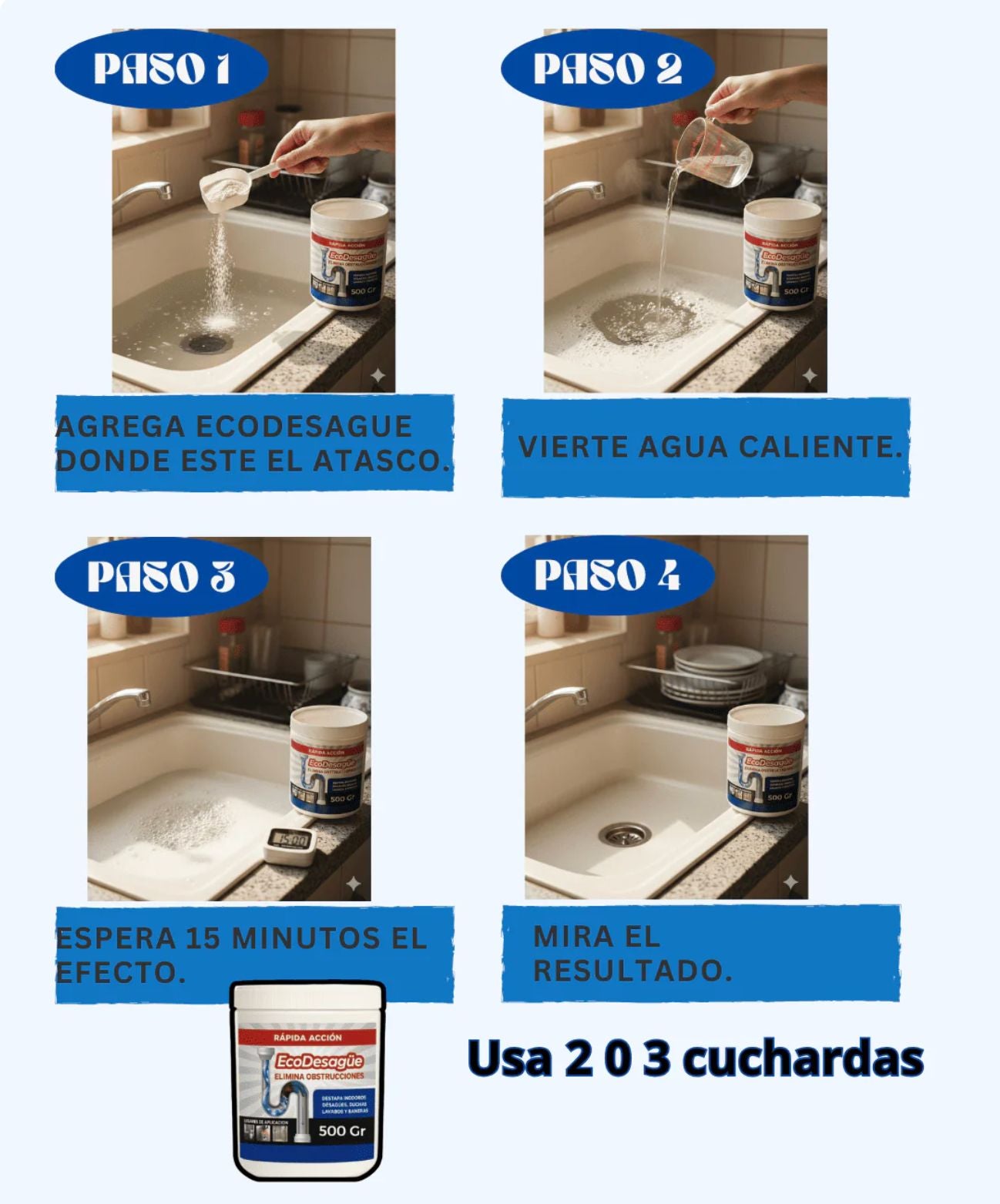 DESTAPA CAÑERIAS PRO ECODESAGÜE® 300g - OFERTA 2X1